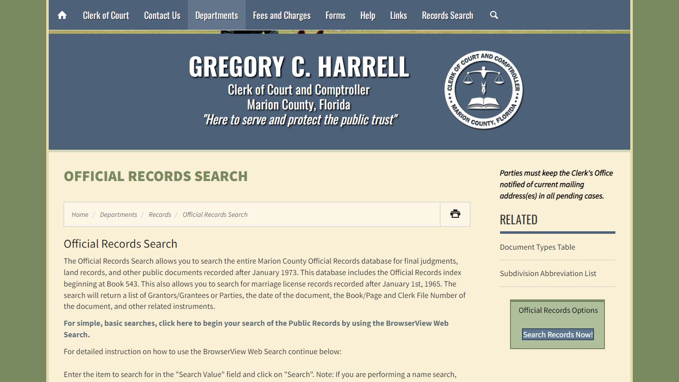 Official Records Search - Marion County Clerk