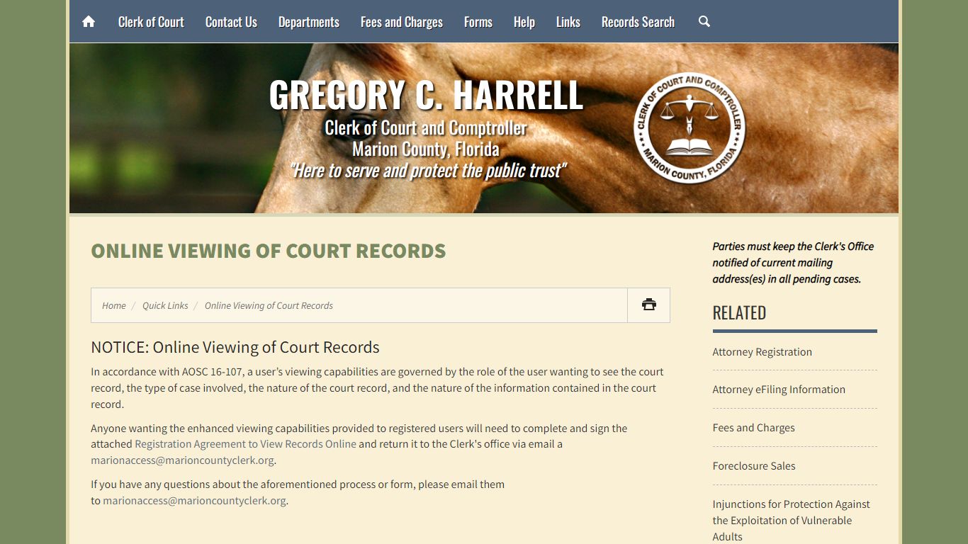 Online Viewing of Court Records - Marion County Clerk